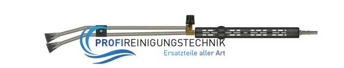 Doppelstrahlrohr mit Isolierung ST-9 & Handgriff, Ventil ST-53 oben und Düsenschutz ST-10 mit Niederdruckdüse & Muffe 1/4" IG