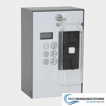 Münzautomat EMS-82  24V - 50 Hz  Gehäuse Edelstahl pulverbeschichtet mit Spritzschutzklappe Münzeinwurf programmierbar