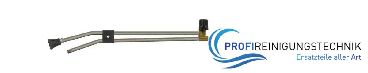 Doppelstrahlrohr mit Ventil ST-53 oben und Düsenschutz ST-10 mit Niederdruckdüse & Anschluss 1/4" AG für Rotordüsen